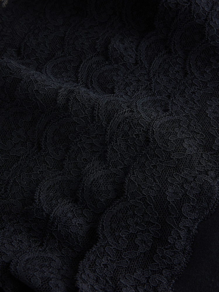 Black Midi Cotton and Lace Knickers 7 Pack - Image 14 of 14