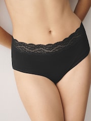 Black Midi Cotton and Lace Knickers 7 Pack - Image 2 of 14
