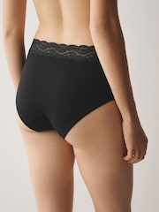 Black Midi Cotton and Lace Knickers 7 Pack - Image 3 of 14