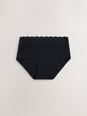 Black Midi Cotton and Lace Knickers 7 Pack - Image 9 of 14