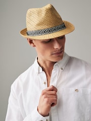 Ikat Band Textured Trilby Hat - Image 2 of 5
