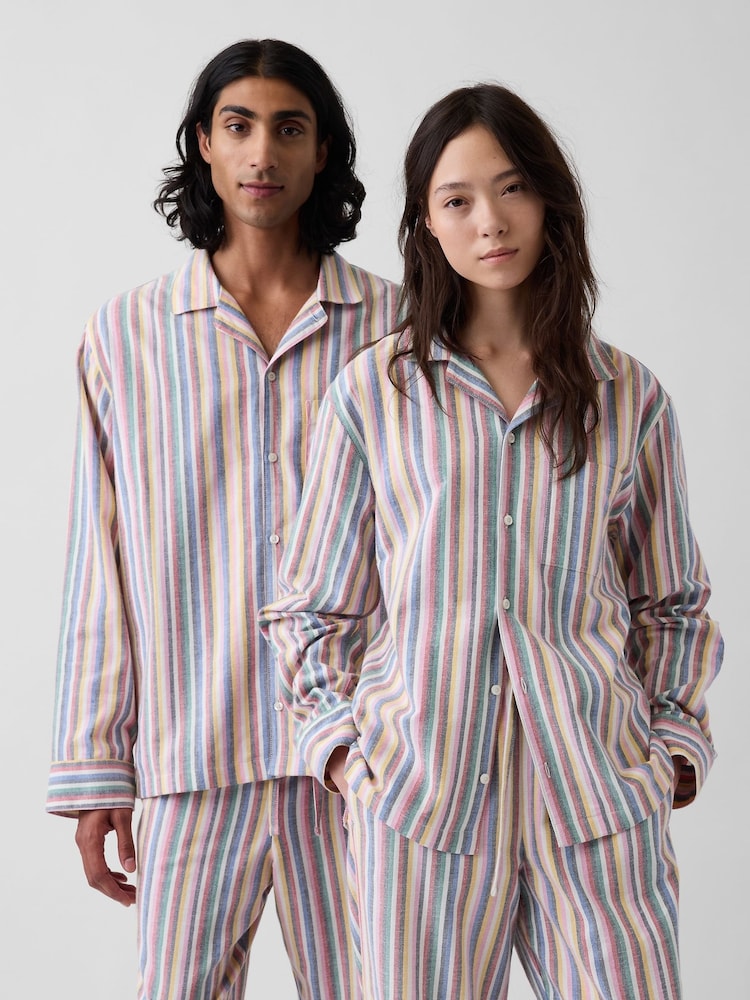 Gap Multi Stripe Matching Family Softest Flannel Pyjamas Shirt - Image 1 of 5 Gap Multi Stripe Matching Family Softest Flannel Pyjamas Shirt - Image 1 of 5
