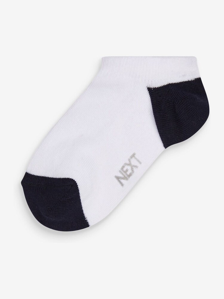White 7 Pack No Show Cotton Rich Trainer Socks - Image 2 of 3