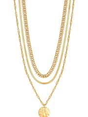 Mood Natural Textured Layered Chain Necklace Pack of 3 - Image 1 of 1