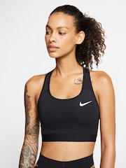 Nike Black Nike Swoosh Medium Support Sports Bra - Image 1 of 7