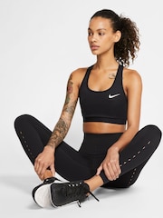 Nike Black Nike Swoosh Medium Support Sports Bra - Image 5 of 7