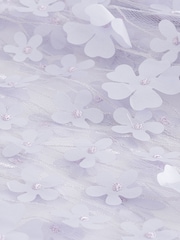 Flieder-Violett - Bluse aus Netzstoff mit 3D-Blumendesign - Bild 6 von 6