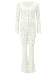 Knickerbox Floral Rib Long Sleeve Pyjamas Set - Bild 7 von 7