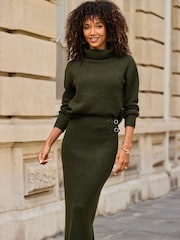Sosandar Green Knitted Midaxi Skirt - Image 3 of 5