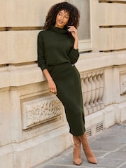 Sosandar Green Knitted Midaxi Skirt - Image 4 of 5