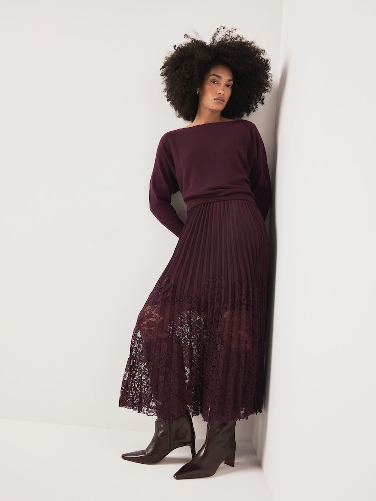 Mint Velvet Red Lace Ultimate Multitasker Midi Dress - Image 1 of 7 Mint Velvet Red Lace Ultimate Multitasker Midi Dress - Image 1 of 7