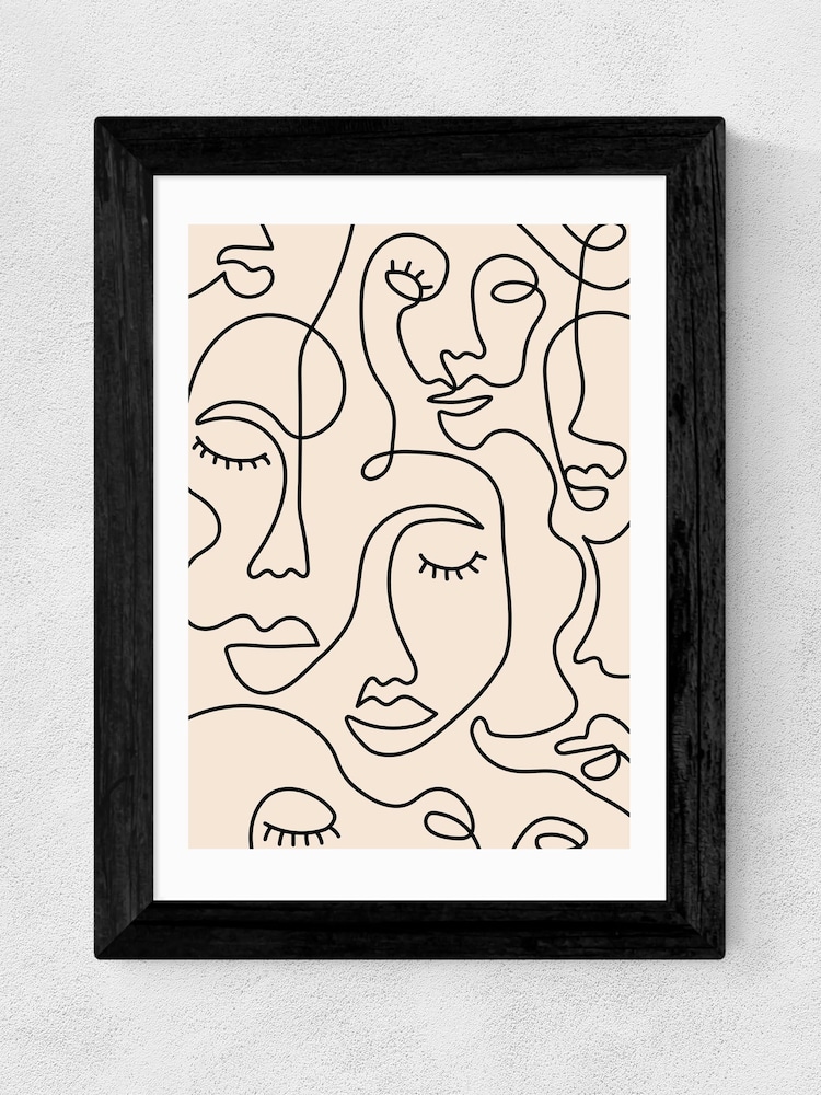 East End Prints Black Single Line Faces Print - Image 1 of 3