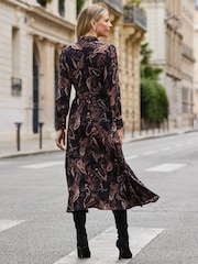 Sosandar Brown Paisley Print Belted Shirt Dress - Image 3 of 5
