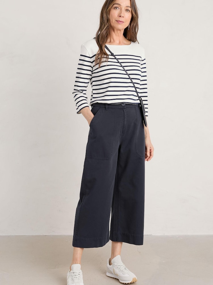 Seasalt Blue Cornwall Hobhouse Wide Leg Culottes - Image 1 of 3