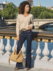 Sosandar Brown Cable Knit V-Neck Jumper - Image 1 of 5