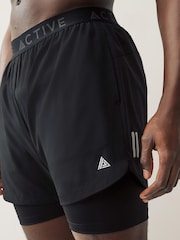 Black Active Gym & Running Shorts - Image 3 of 3