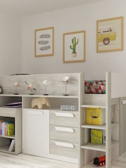 Flexa Kids Grey Avenue Kids Girona Mid Sleeper With Desk, Chest, Cupboard And Shelving - Image 1 of 3