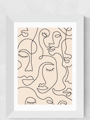 East End Prints White Single Line Faces Print - Image 1 of 3