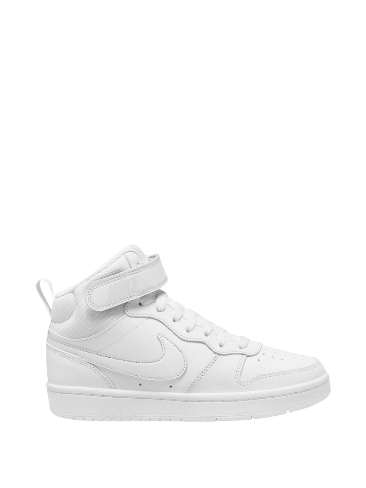 Nike White Youth Court Borough Mid Trainers - Image 1 of 10