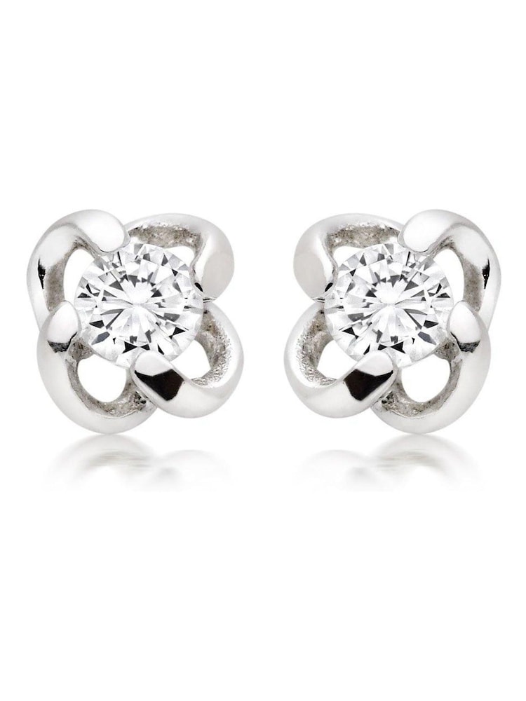 Beaverbrooks Sterling Silver Cubic Zirconia Twist Stud Earrings - Image 1 of 3