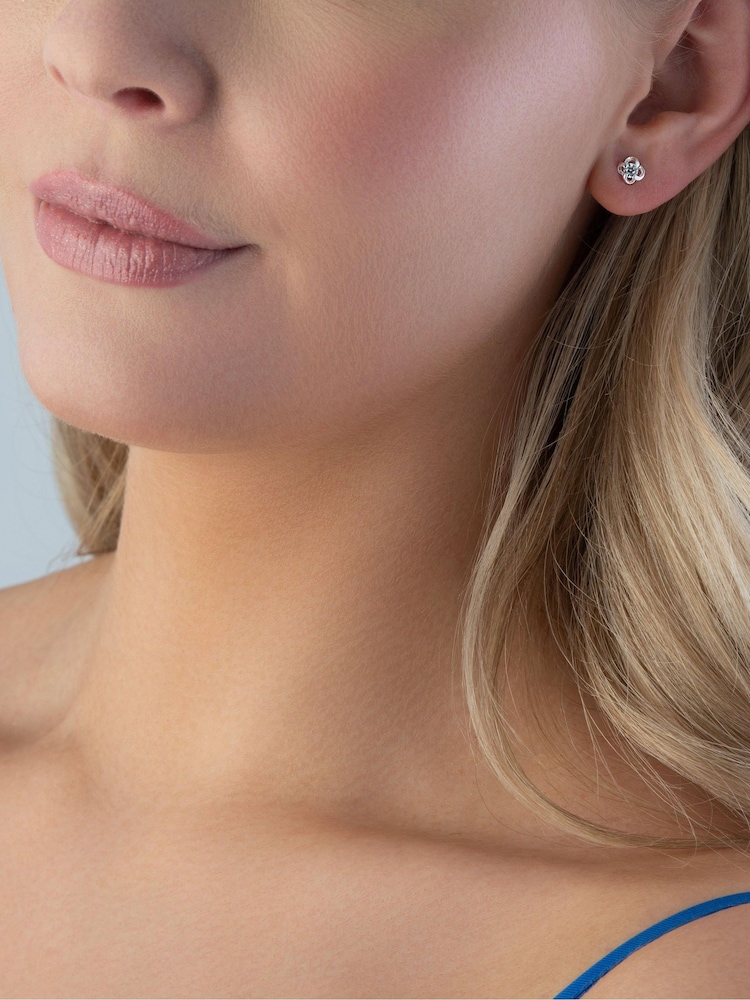 Beaverbrooks Sterling Silver Cubic Zirconia Twist Stud Earrings - Image 3 of 3