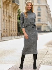Sosandar Grey Knitted Roll Neck Jumper - Image 2 of 5
