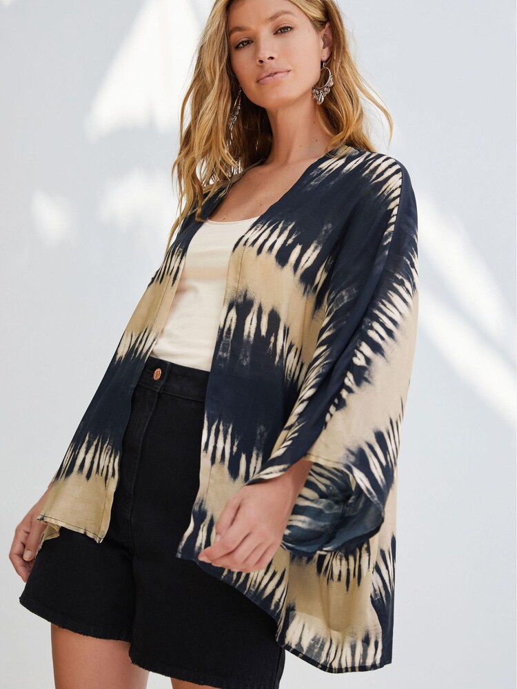 Ecru/Marine - Couverture effet tie-dye - Image 1 of 5
