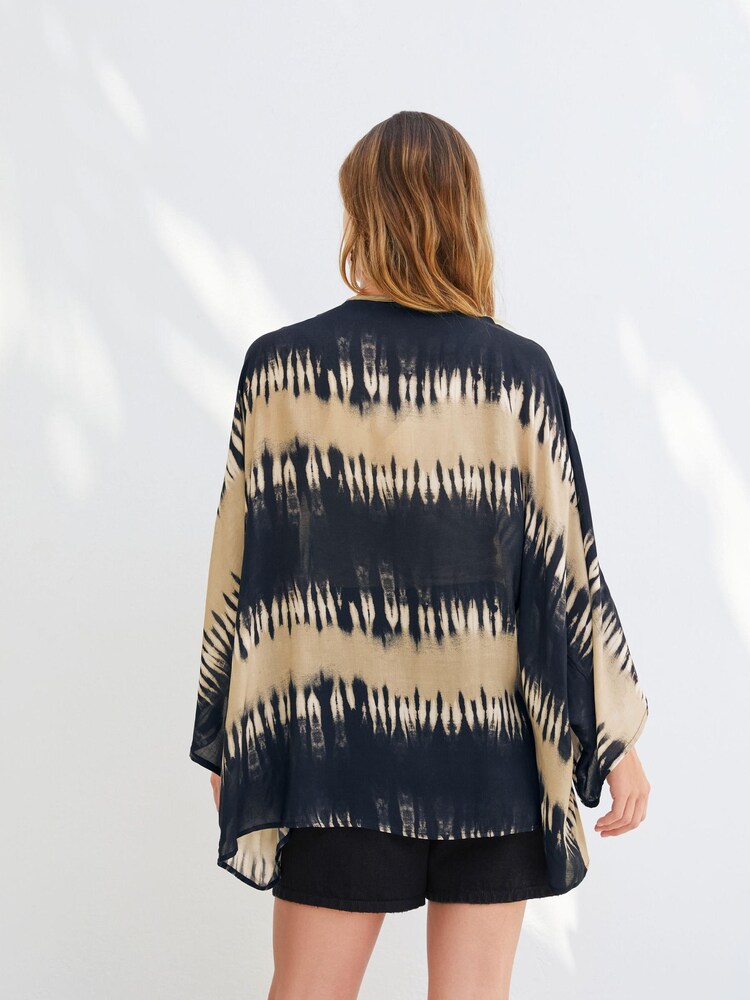 Ecru/Marine - Couverture effet tie-dye - Image 2 of 5