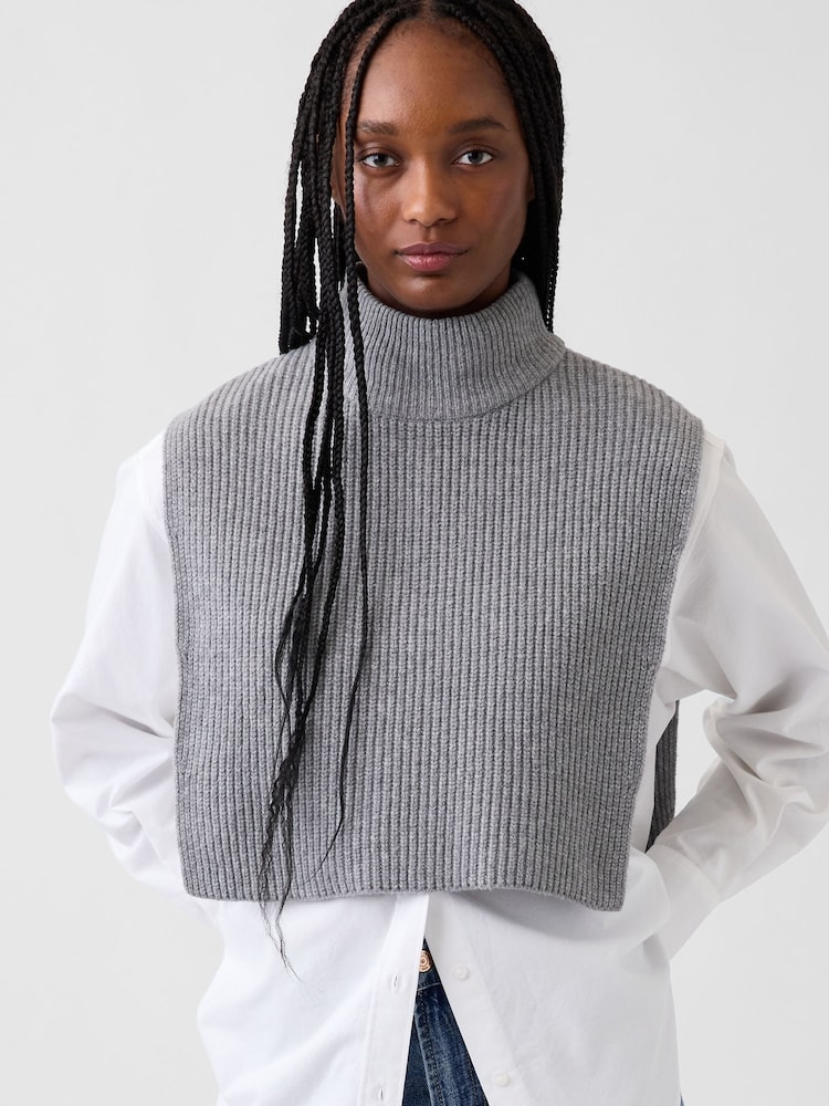 Gap Grey CashSoft Mock Neck Knitted Vest - Image 1 of 3 Gap Grey CashSoft Mock Neck Knitted Vest - Image 1 of 3