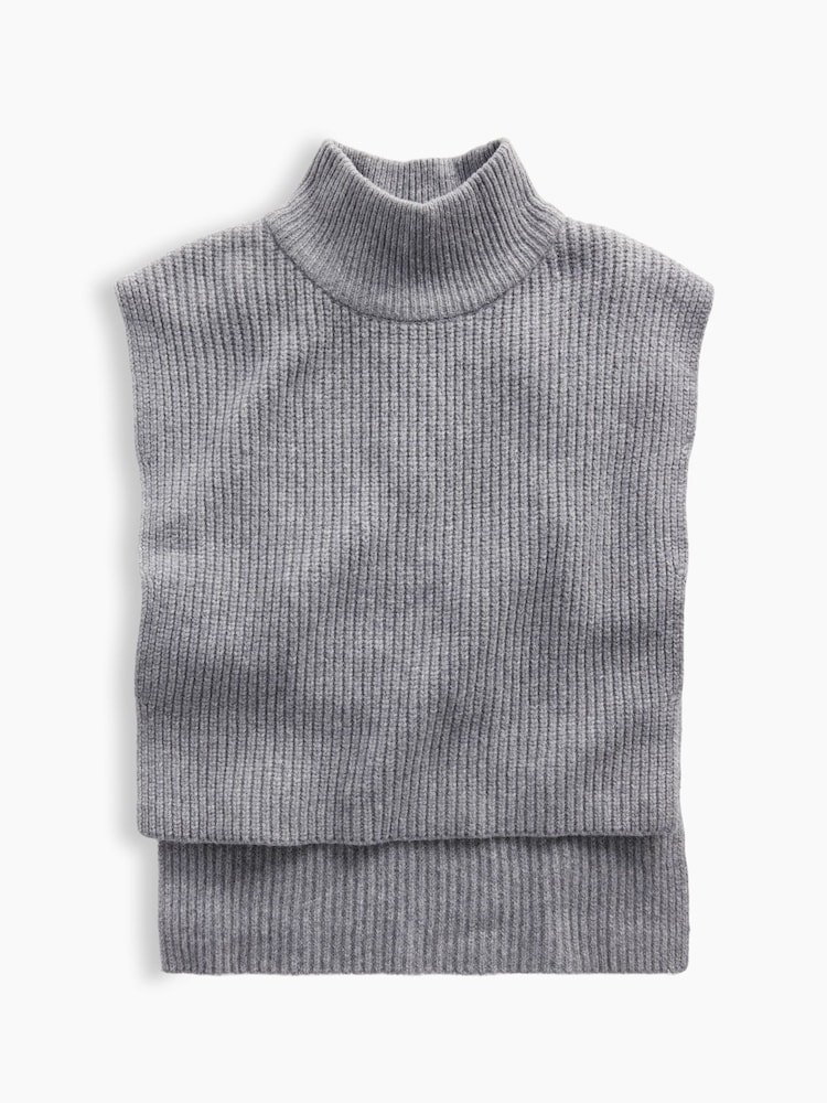 Gap Grey CashSoft Mock Neck Knitted Vest - Image 2 of 3 Gap Grey CashSoft Mock Neck Knitted Vest - Image 2 of 3