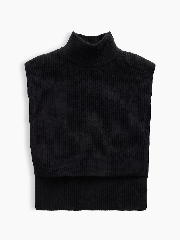 Gap Black CashSoft Mock Neck Knitted Vest - Image 1 of 2 Gap Black CashSoft Mock Neck Knitted Vest - Image 1 of 2
