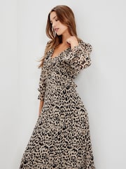 Finery Natural Veronica Chiffon Ruffle Midi Dress - Image 4 of 5
