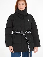 Calvin Klein Jeans Belted Long Puffer Jacket - Image 1 of 6