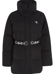 Calvin Klein Jeans Belted Long Puffer Jacket - Image 4 of 6
