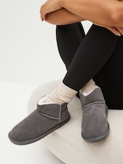 Gris - Botas estilo pantuflas de ante con forro de piel sintética - Imagen 1 de 7