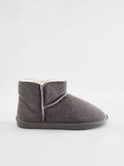 Gris - Botas estilo pantuflas de ante con forro de piel sintética - Imagen 4 de 7