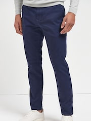 French Navy Blue Slim Fit Stretch Chinos Trousers - Image 1 of 4