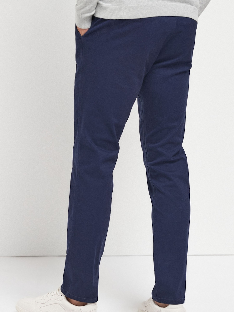 French Navy Blue Slim Fit Stretch Chinos Trousers - Image 2 of 4