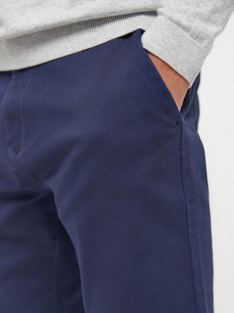 French Navy Blue Slim Fit Stretch Chinos Trousers - Image 3 of 4