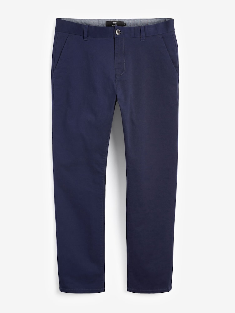 French Navy Blue Slim Fit Stretch Chinos Trousers - Image 4 of 4