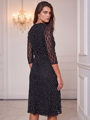 Roman Black Petite Stretch Lace Dress - Image 3 of 4