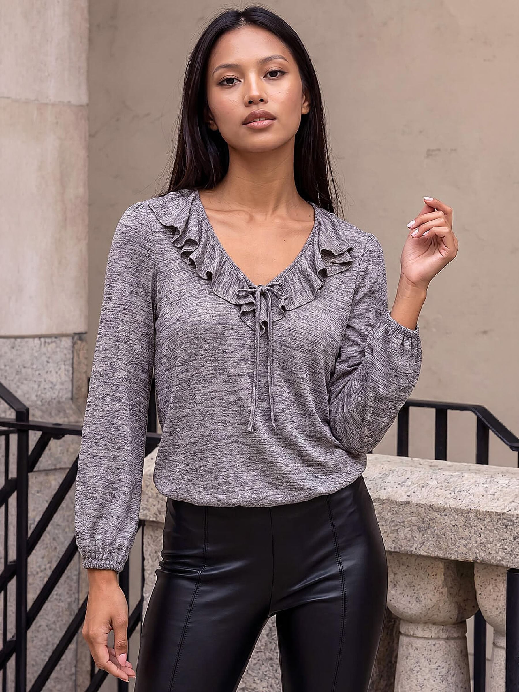 Roman Petite Women's Taupe Frill Front Top Size 18 - Image 2