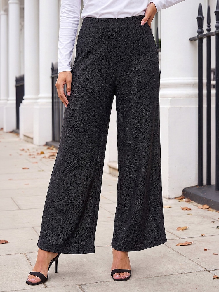 Roman Black Petite Shimmer Trousers - Image 1 of 4