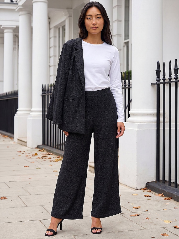 Roman Black Petite Shimmer Trousers - Image 2 of 4