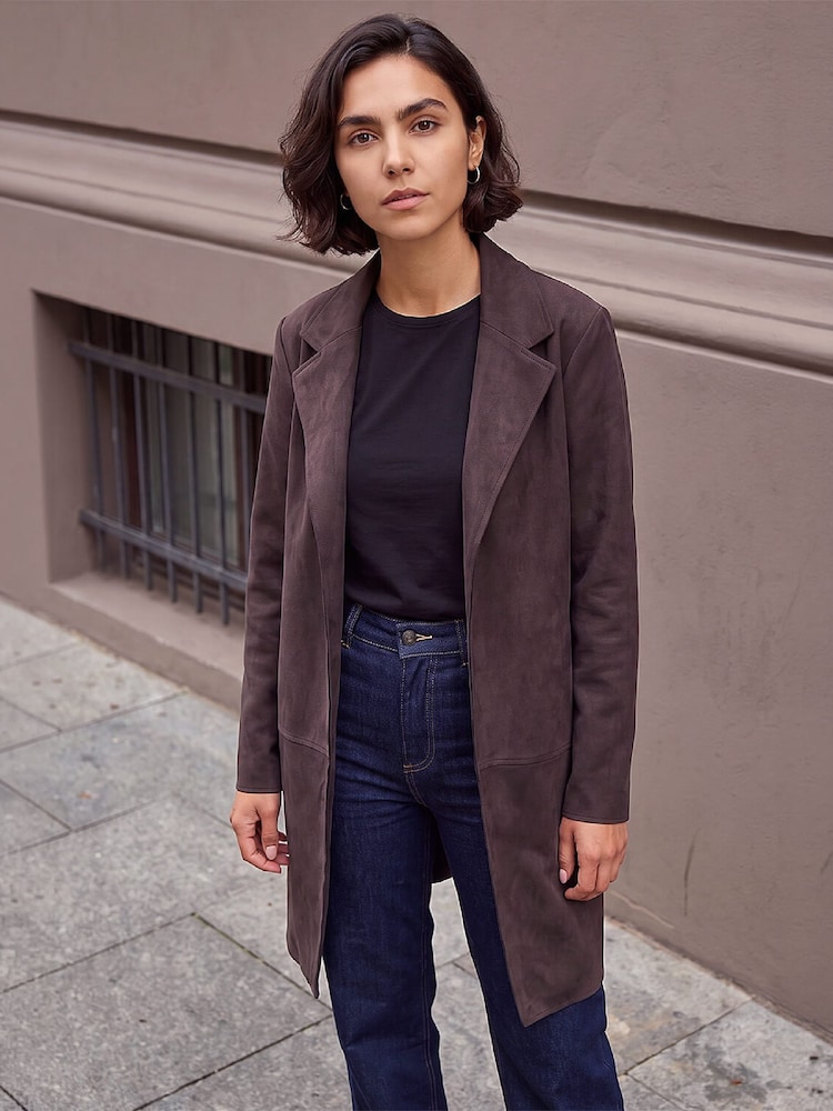 Roman Brown Suedette Faux Jacket - Image 1 of 4 Roman Brown Suedette Faux Jacket - Image 1 of 4