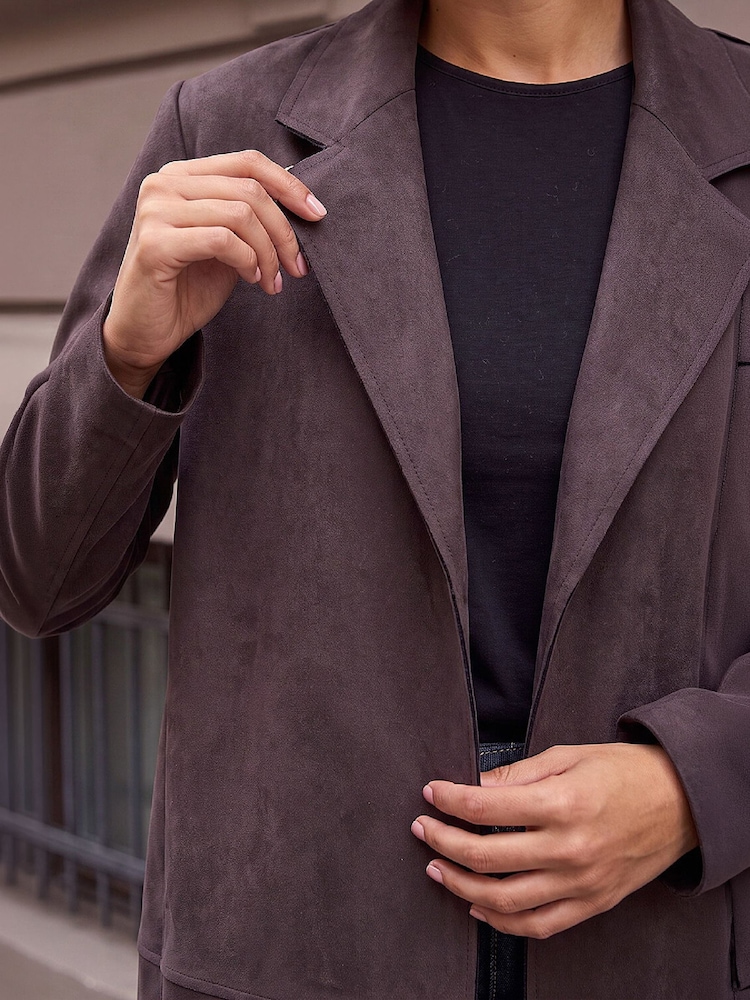 Roman Brown Suedette Faux Jacket - Image 4 of 4 Roman Brown Suedette Faux Jacket - Image 4 of 4