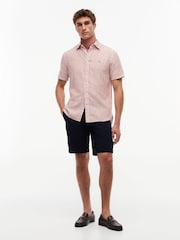 Tommy Hilfiger Orange Regular Linen Blend Bengal Stripe Short Sleeve Shirt - Image 3 of 5