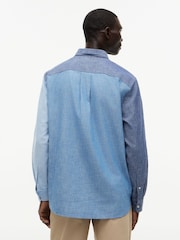 Tommy Hilfiger Blue Relaxed Fit Colour-Blocked Chambray Shirt - Image 2 of 5