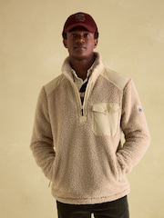 Joules Billy Cream Quarter Zip Borg Fleece Sweatshirt - Image 1 of 7