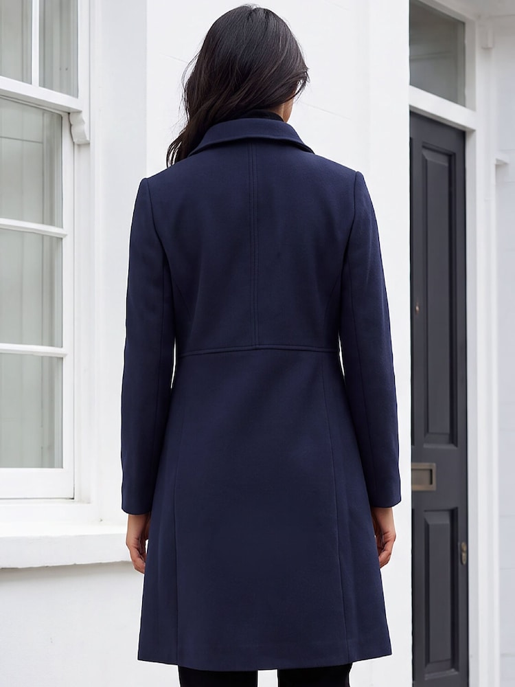 Roman Blue Petite Single Breasted Pocket Coat - Image 4 of 4 Roman Blue Petite Single Breasted Pocket Coat - Image 4 of 4